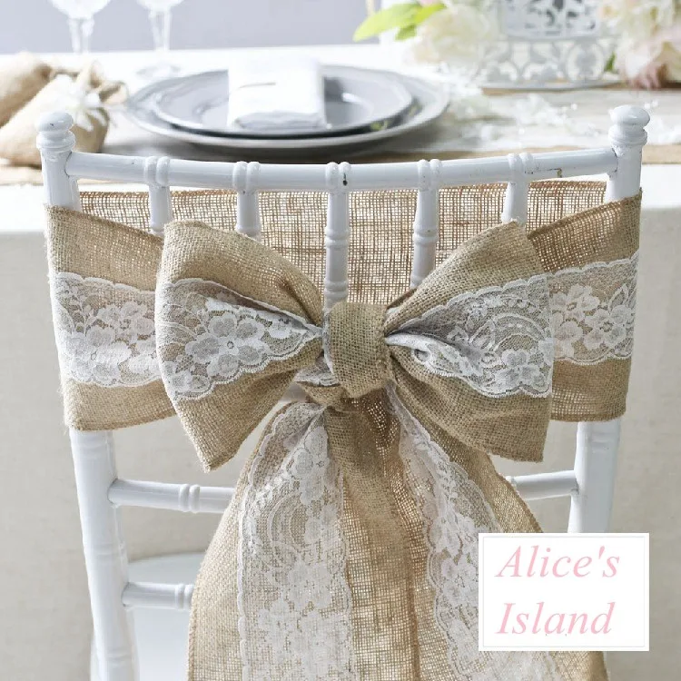 Buy 240 x 15cm Burlap Hessian ribbon Wedding chair