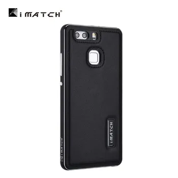 

Genuine Leather Case For Huawei P9 Plus Luxury Aluminum Metal Frame Bumper Hard Back Cover For Huawei P9/ P9 Plus Phone Housing