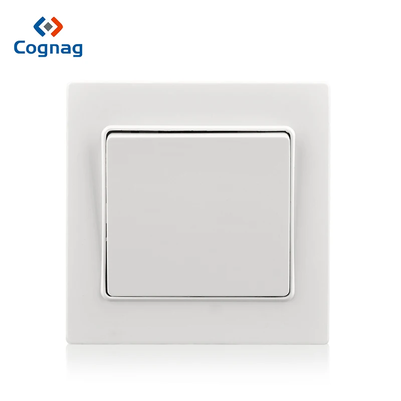 

Cognag white Screwless plastic plate 1 gang 1 way wall light switch push button luxury wide rocker