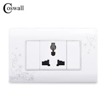 COSWALL универсальную пробку простой Стиль настенная Электророзетка Многофункциональность 3 отверстия Мощность розетки с безопасной для детей Защита для двери