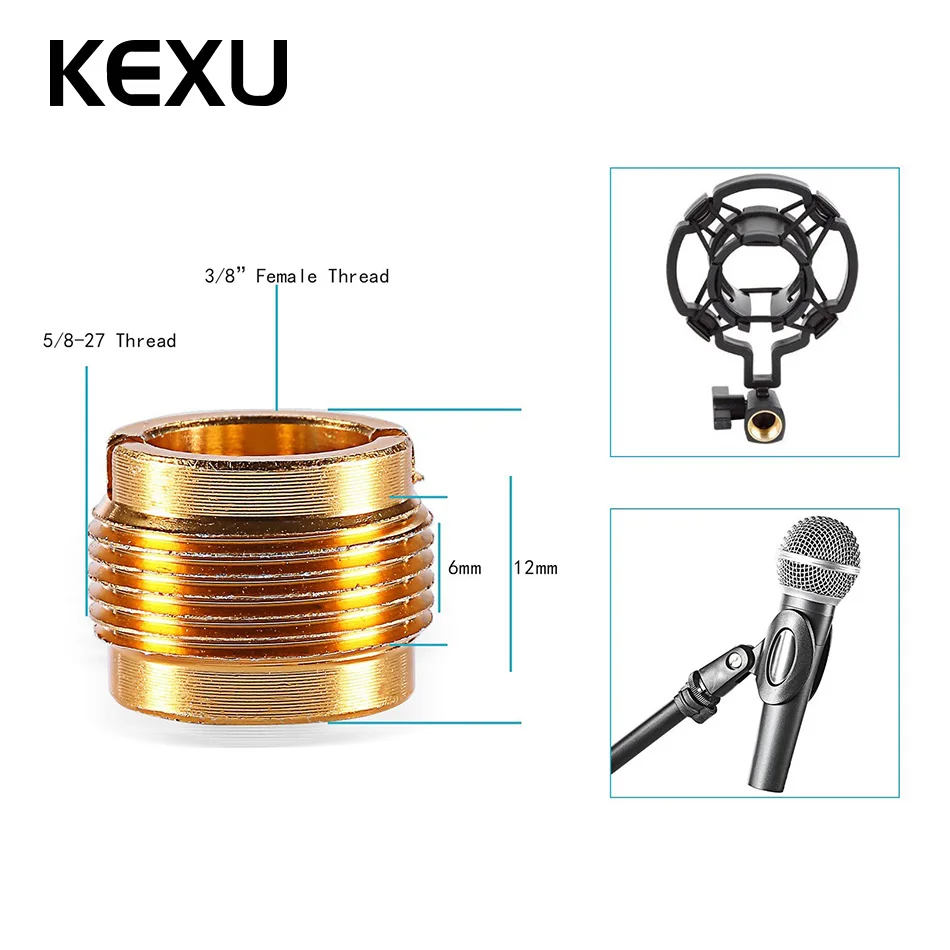 KEXU Niuster микрофон клип держатель с 5/" Папа до 3/8" Женский Гайка адаптеры черный для микрофона