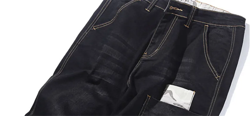 Мужские черные джинсы эластичные брюки мужские большие мужские свободные джинсы с рваные, Стретч новые джинсы Pantalon мужские джинсы хип-хоп брюки