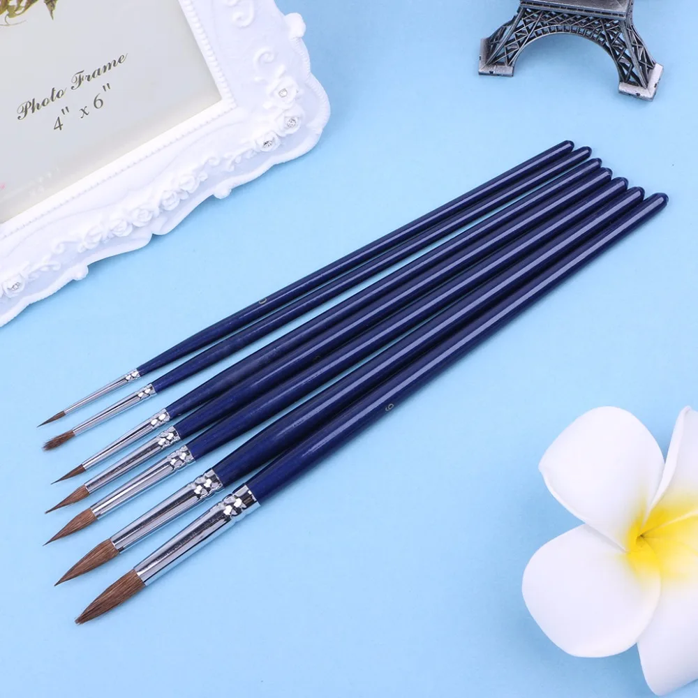 Kopen 7 stks Pro Nylon Haar Aquarel Kunstenaar Kwast Sets Olieverf Penselen Set Houten Handvat Tekening Art Supplies C26