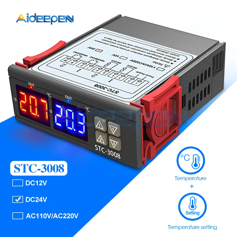 AC 110V 220V 12V 24V двойной цифровой регулятор температуры и влажности SHT2000 STC-3028 термостат гигрометр