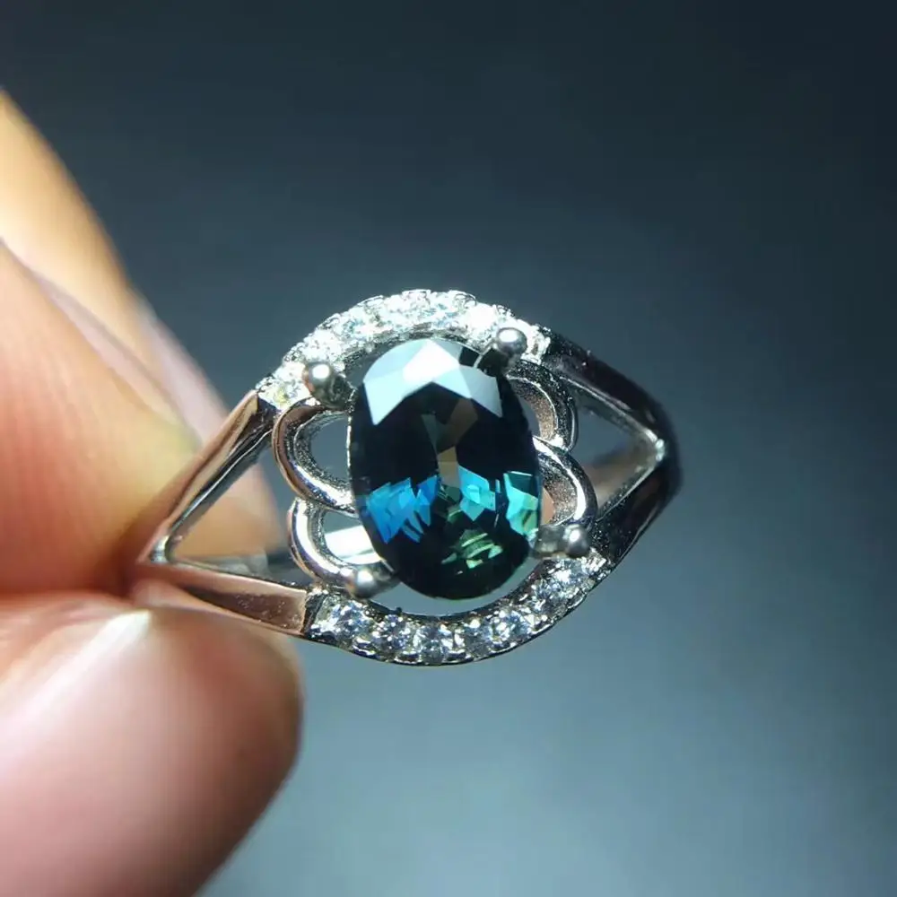 Натуральный сапфир кольцо женское синий и зеленый классический контракт с сертификатом - Цвет камня: Синий