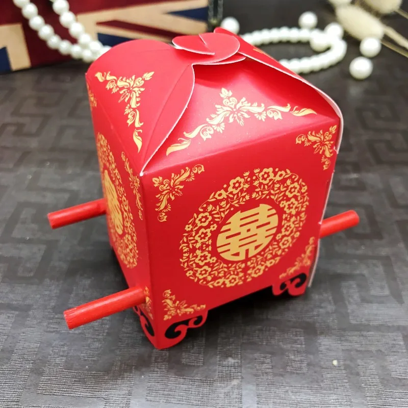 50 шт. китайский новогодний свадебный подарок Азиатский стиль красная тематика "Счастье для двоих" седан стул подарочные коробки для конфет события и вечерние поставки