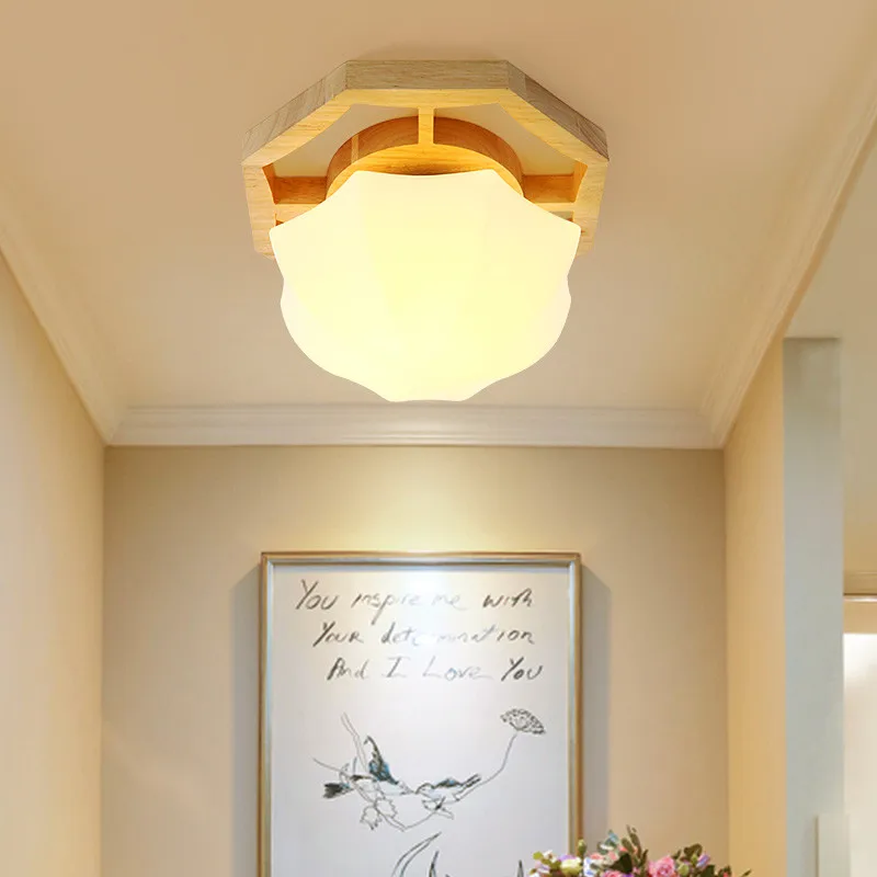 

Dia25cm/33cm/42cm Nordic Solid Wood Ceiling Lamp LED Wood Bathroom Balcony Aisle Ceiling Light Fixture