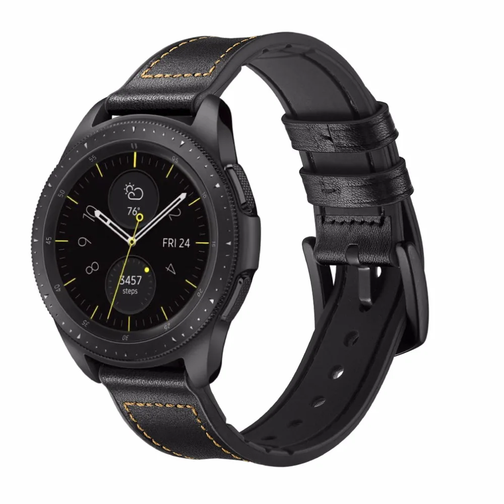 Для samsung Galaxy Watch 46 мм 42 мм стильный прочный кожаный ремешок для часов 20 мм 22 мм сменный Браслет ремешок на запястье ремень