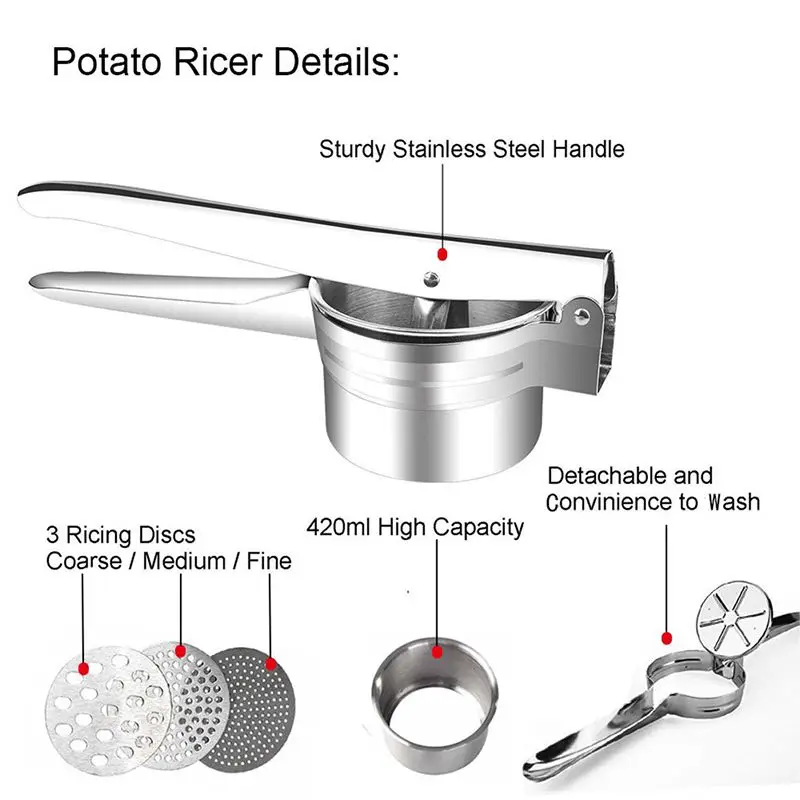 Бытовая Толкушка из нержавеющей стали с 3 шт. Сменные негативы портативная соковыжималка для фруктов картофель пюре Инструмент Кухонные гаджеты