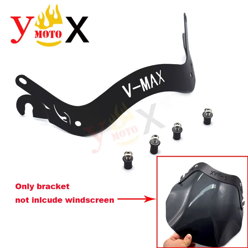 

VMAX Motorcycle Front Black Windscreen Bracket Windshield Holder W/ Screws Mounting For Yamaha Cruiser VMAX1200 V-MAX1200