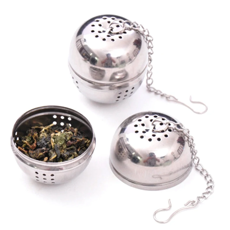 

Stainless Steel Ball Tea Infuser Mesh Filter Strainer Tea Leaf Spice Ball with Rope Chain Home Kitchen Tools