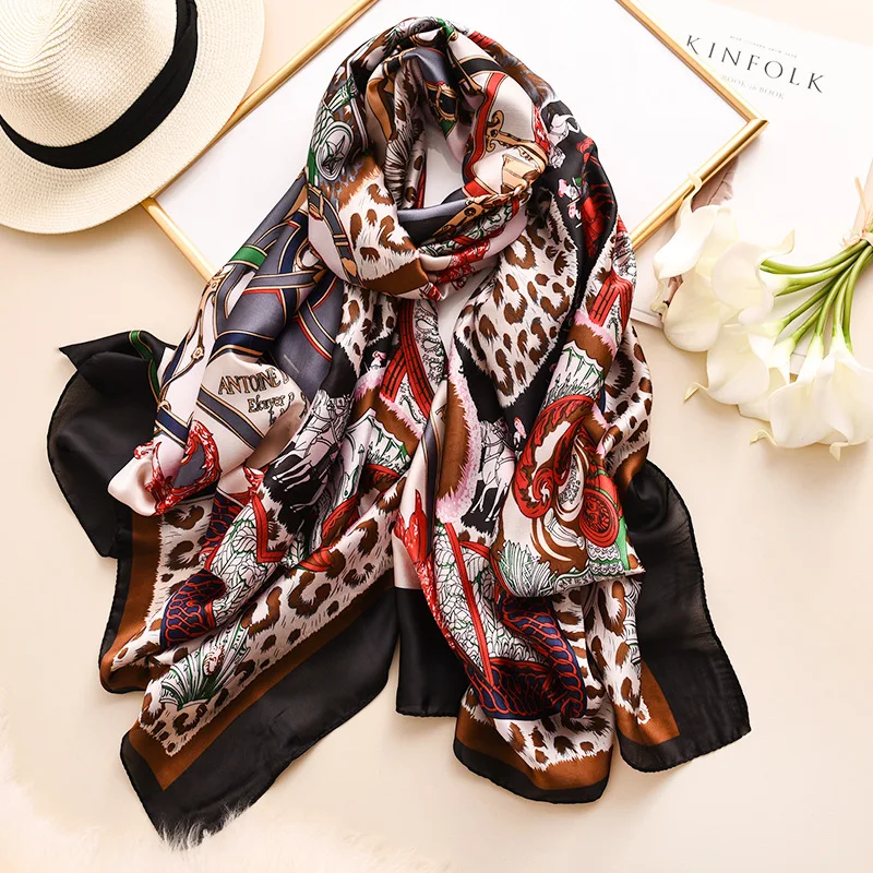 Brand Designer Silk Scarf Women New Printed Shawls and Wraps High Quality Pashmina Ladies Gift Large Soft Foulard Hijab