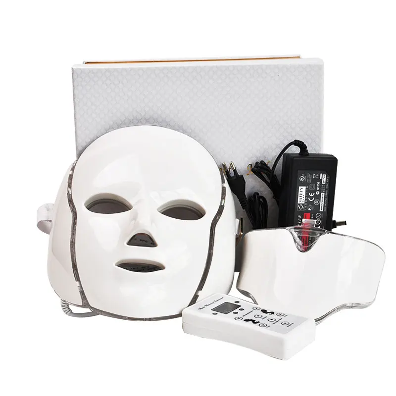 

7 Color LED Light Photon Neck Facial Mask Skin Rejuvenation Machine Treatments Face Wrinkle Removal Electric Beauty Spa Device