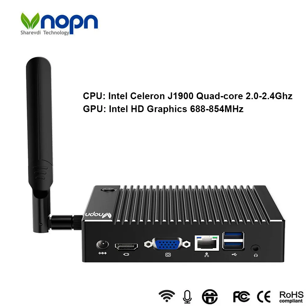 Без вентилятора Intel Celeron J1900 NUC Mini PC Windows 10 Linux Quad-core 2,0-2,41 ГГц 1000 Мбит/с LAN двойной Дисплей настольных компьютеров HTPC компьютера