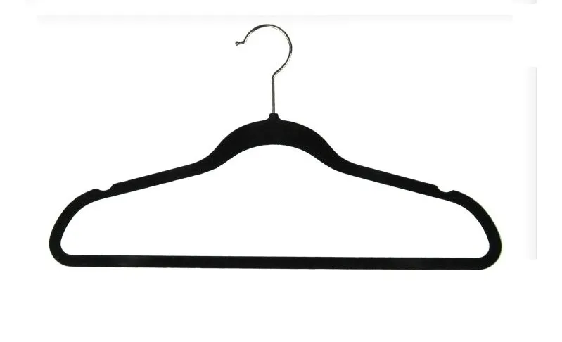 Высококачественные компактные бархатные вешалки с хромированными крючками-Нескользящие вешалки для костюма черного цвета(24 шт./лот