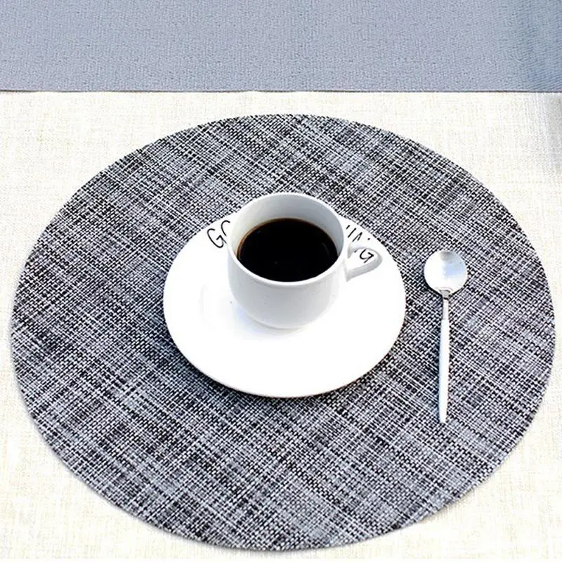 Round Dining Table Mat Heat Insulation Placemats PVC Non-Slip Tableware Linen Table Pads Coaster Kitchen Accessories Round Dining Table Mat Heat Insulation Placemats PVC Non-Slip Tableware Linen Table Pads Coaster Kitchen Accessories