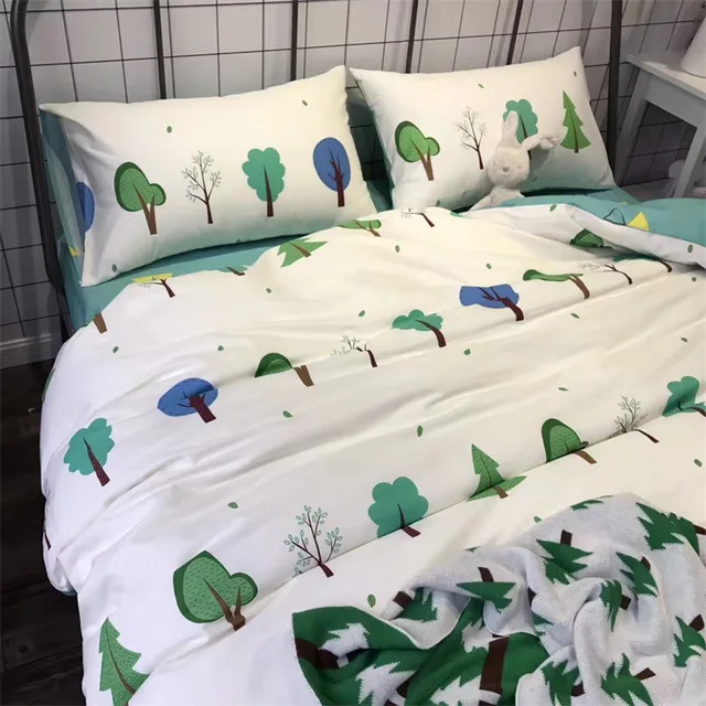 100 Cotton Tree Forest Bedding Set Green Bed Sheets Reactive 100 Cotton Tree Forest Bedding Set Green Bed Sheets Reactive Printing Nordic Duvet Cover Pillowcase
