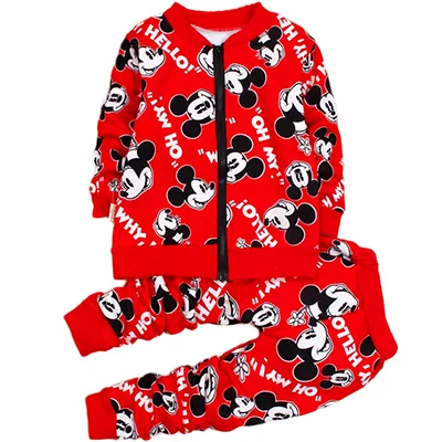 Осенне-зимняя детская одежда; Камуфляжный плотный комплект одежды для маленьких мальчиков; одежда для маленьких мальчиков; Детский костюм с Минни для девочек - Цвет: Red