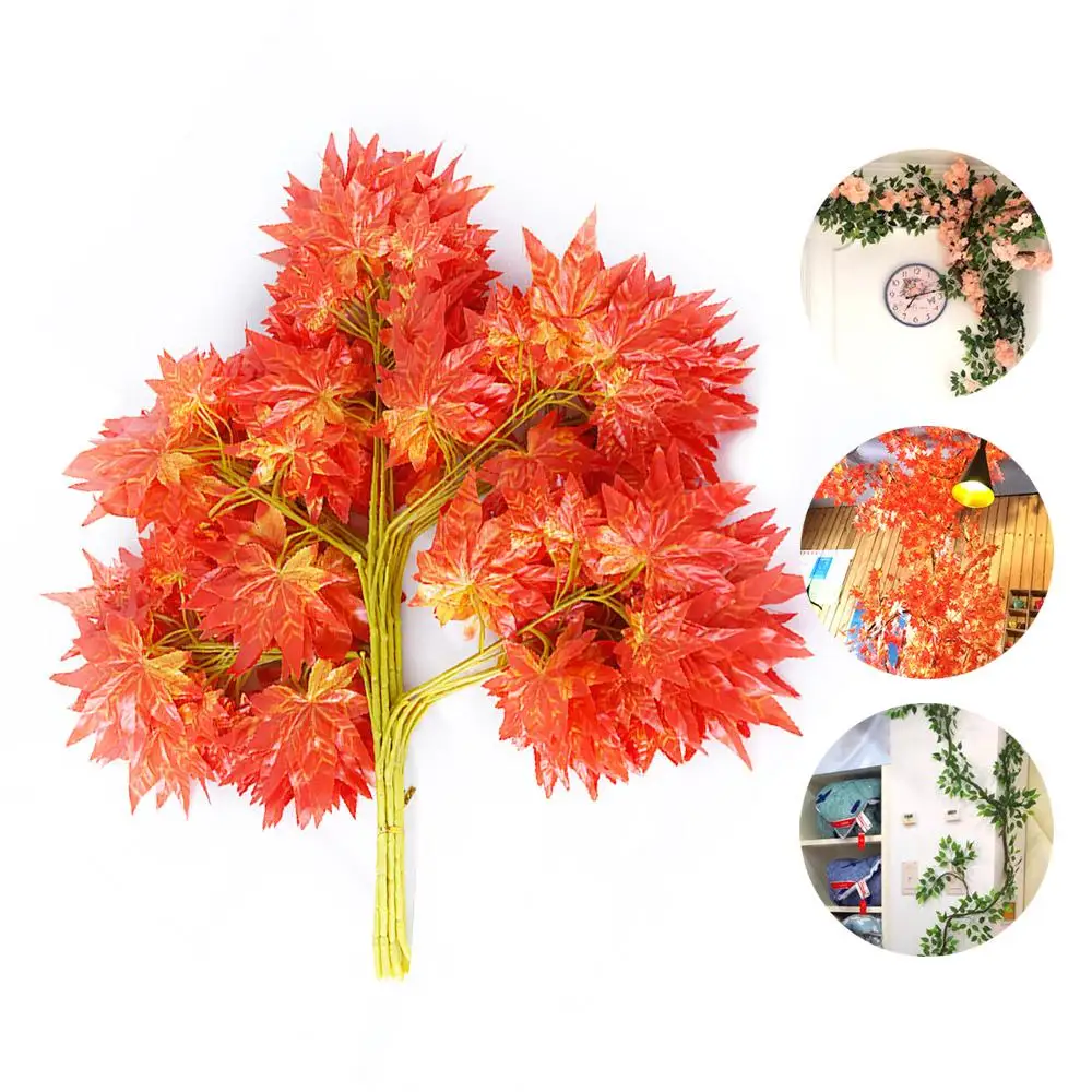 

12pcs/Lot Artificial leaf decoration fake leaves plastic tree branches simulation silk flower Maple ginkgo biloba wedding