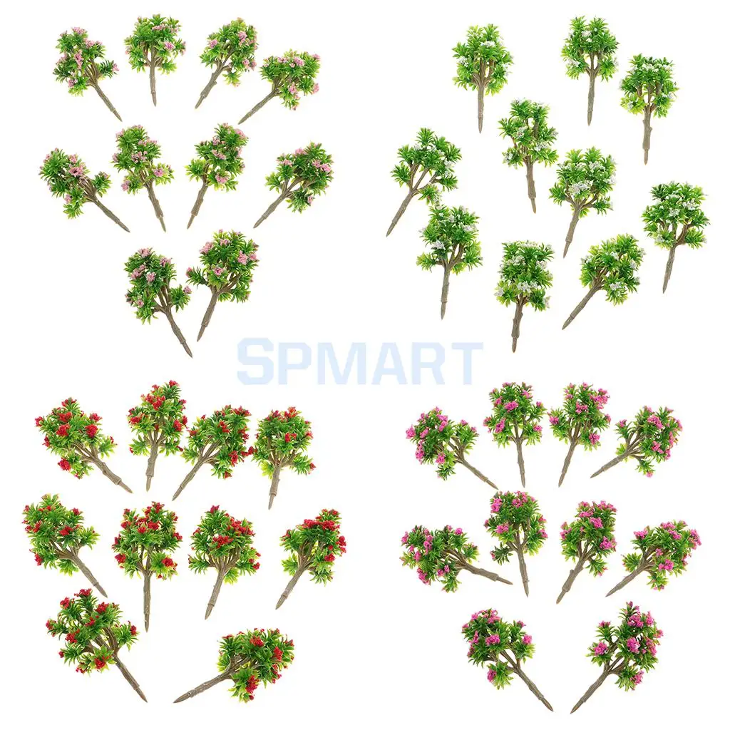 

10pcs 1:200 Scale Model Trees with Flower Layout Railroad Landscape Scenery Diorama Wargame Building Park Garden Kits Toys DIY