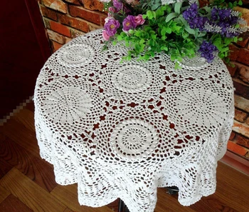 

Christmas Beautiful Handmade Crochet Cotton Coffee Tablecloths Flowe Round Table cloth Cover cloth Sofa towel Home Textile