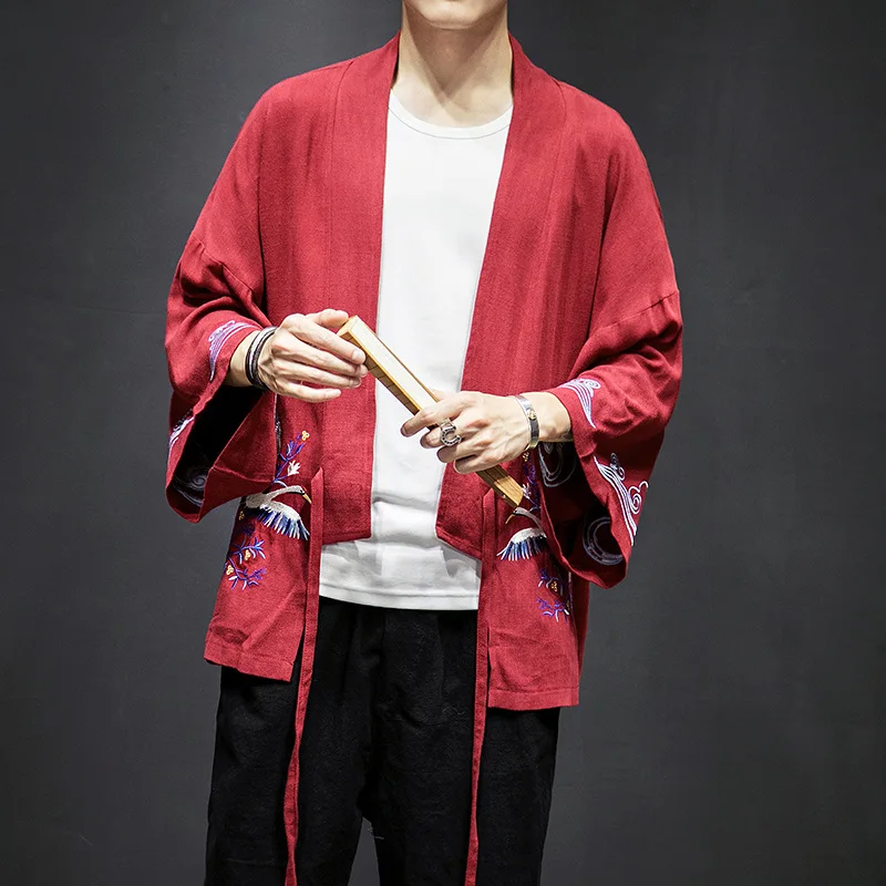 Летний Мужской винтажный Повседневный халат, солнцезащитный крем, китайский стиль, мужская Улучшенная вышивка, куртка с животными, большие размеры 3XL 4XL 5XL