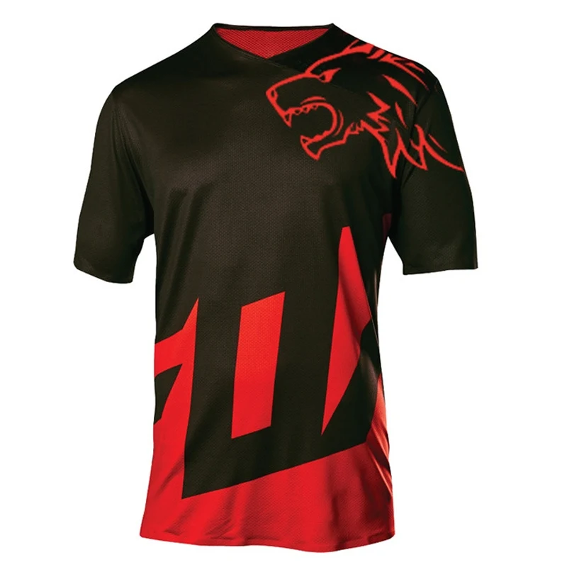

New Brand Men's Hot moto Jersey MX MTB Off Road Mountain DH Bicycle Long motocross Jersey DH BMX Big Size 5XL Ropa red&green