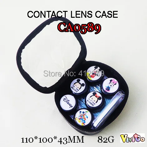 

CA0589 mickey and minnie deco 3pair with pu saving bag colorful contact lens case