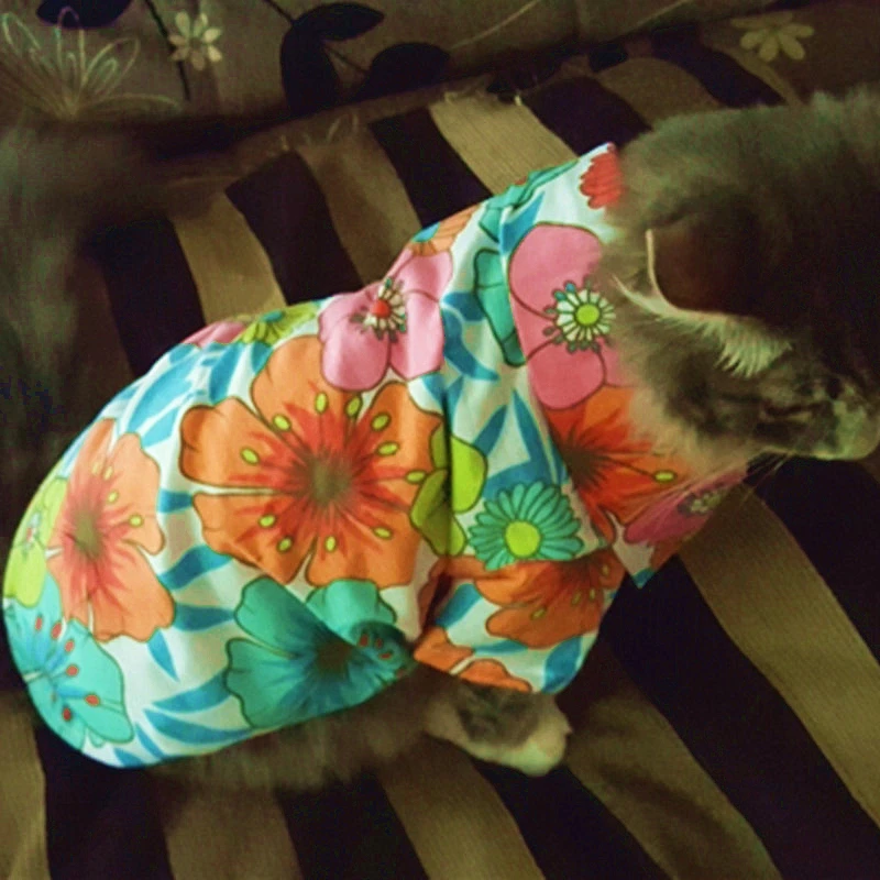 

Tropical Style Cat Clothes Summer Hawaiian Pet Clothing for Cats Floral Dog Shirts Coat Spring Cat Supplies Animal Product 30