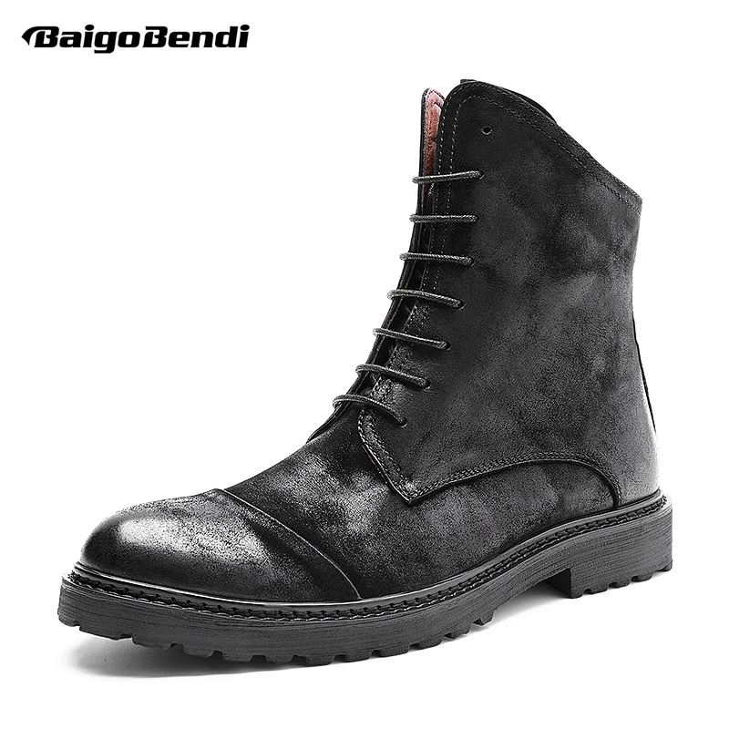 

US Size Mid Calf Boots Men British Style Lace Up Chelsea Boots Business Man Oxfords Winter Wedding Shoes Man