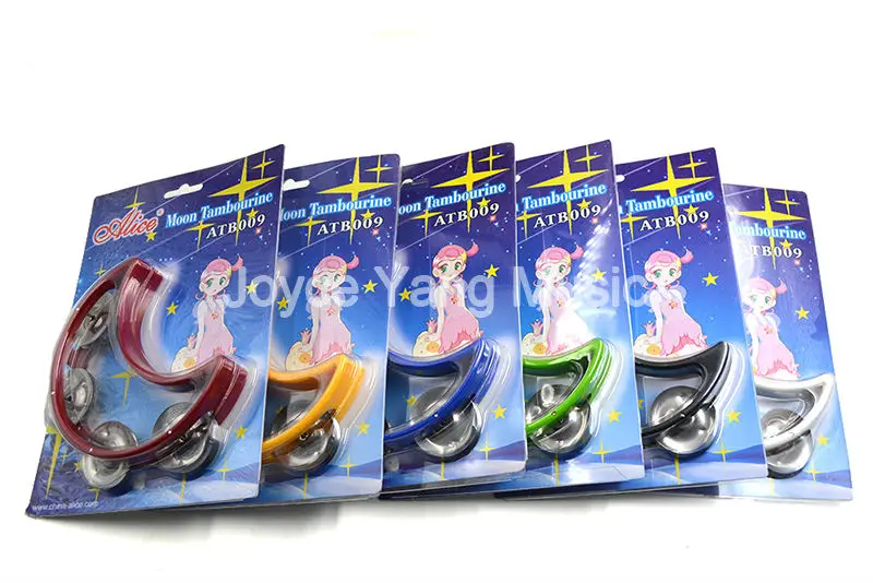Alice Moon Shape Tambourine Percussion Handbell Ring Children Baby Kids Tambourine