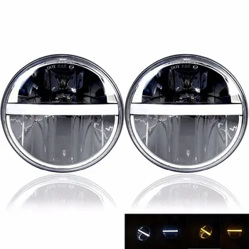 

7" Inch Round Led Headlight White DRL/ Amber Turn Light Hi/Lo Beam For Jeep Wrangler JK TJ LJ CJ Willys Wheeler Rubicon Defender