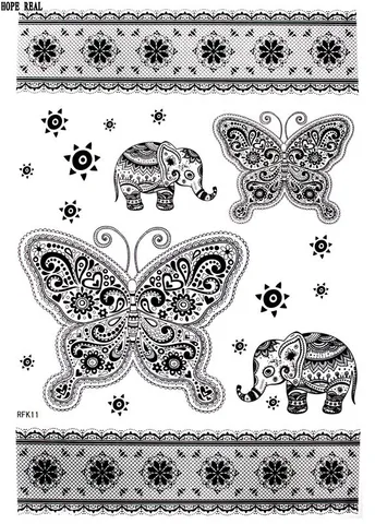 Folha de Renda Projeto da Flor Etiqueta do Tatuagem de Henna Preta Tatuagem Totem Borboleta Temporária Body Art Braço Perna Mão Modelo 9