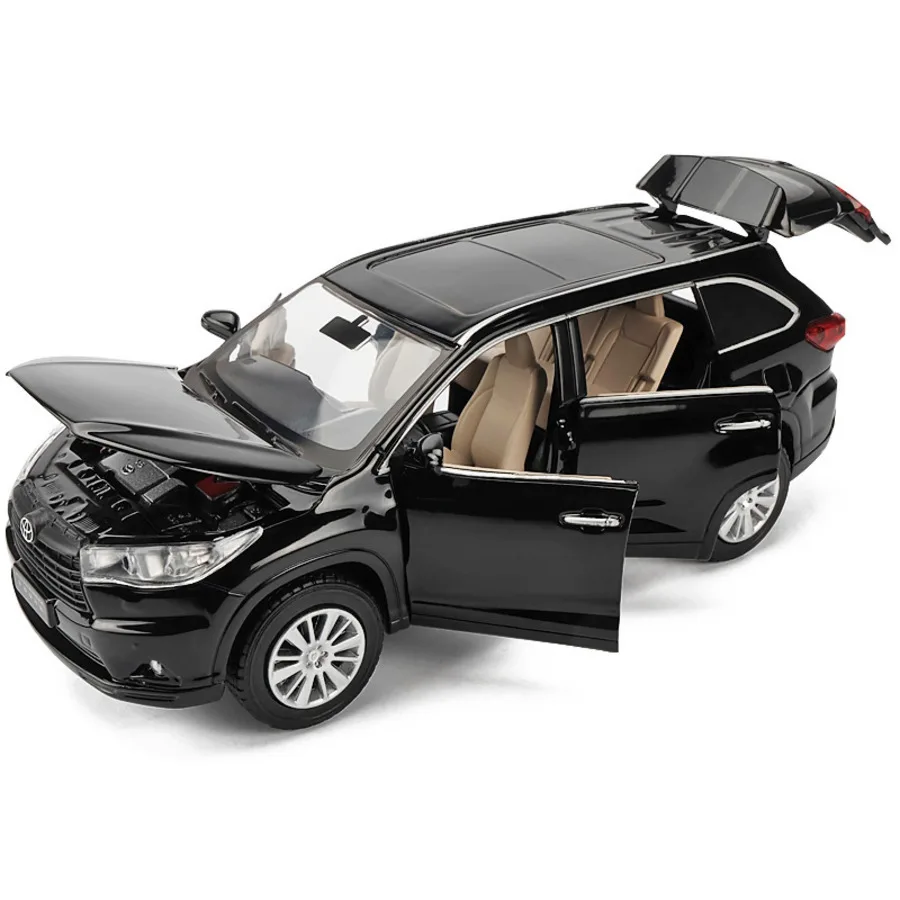 Online 132 TOYOTA Highlander Diecast aleación coche modelo juguete de alta simulación Metal SUV modelo 6 puertas se pueden abrir regalo para niños Navidad