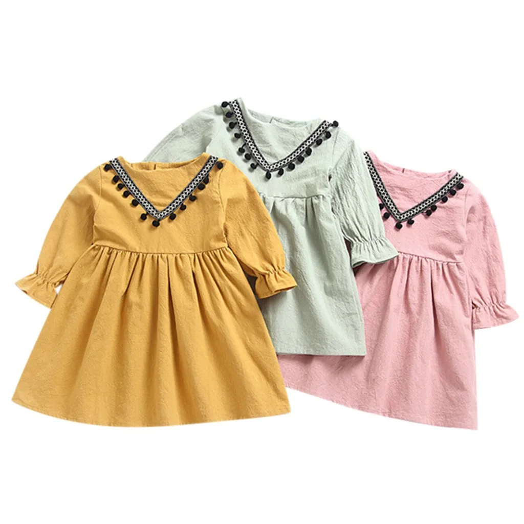 

ARLONEET 2019 New summer babys Dress Toddler Kids Baby Girls Ruched Tassels Princess Dresses Clothes Z0207