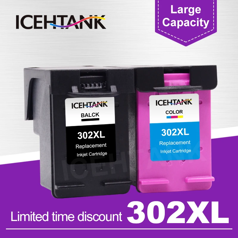 

ICEHTANK 302XL Remanufactured Cartridges Replacement for HP 302 Ink Cartridge work with Deskjet 1110 1111 1112 2130 2131 Printer