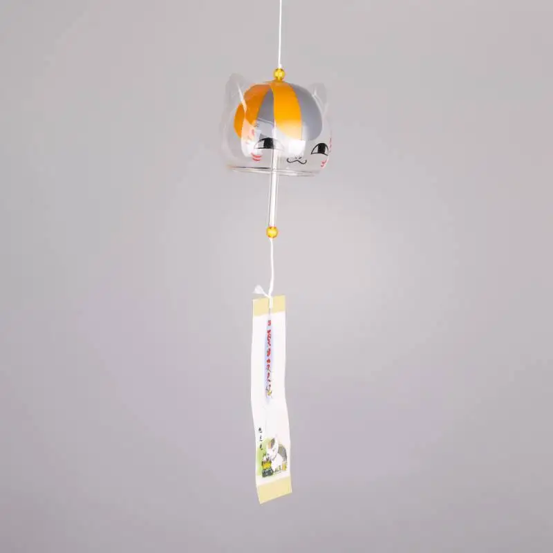 Японский Стиль Handpaint Манеки Неко Стекло колокольчиков колокола с подвесная карточка домашнего офиса сад подвесных украшений