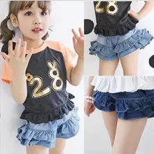 Весенне-летние детские юбки для маленьких девочек детская синяя короткая джинсовая юбка-пачка детская одежда мини-одежда с оборками для девочек