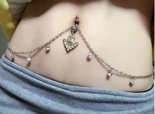 2015 New Arrive Body Chain Jewelry Piercing Navel Chain Stainless Steel Rhinestone Body Jewelry Body Piercing 90 cm