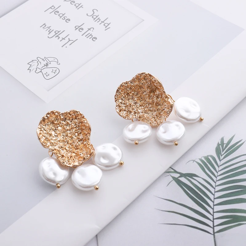 

Imitation pearls Earrings For Women Multiple Irregular Geometric Gold Color Drop Earrings Wedding Party Fashion Jewelry Gift