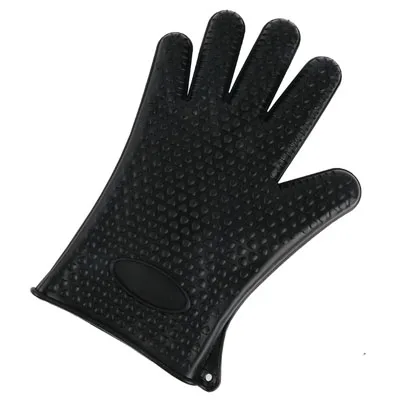 Ермакова утолщенная силиконовая перчатка рукавица для Гриль-барбекю Прихватки для духовки барбекю печь для выпечки перчатка щепотка Прихватки горячий горшок держатель для миски - Цвет: Black