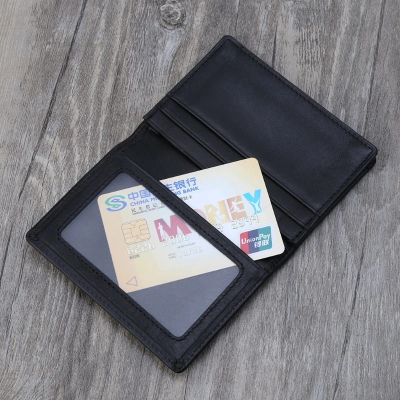 Мужской черный кожаный расширяемый чехол-портмоне с отделением для кредитных карт и визиток