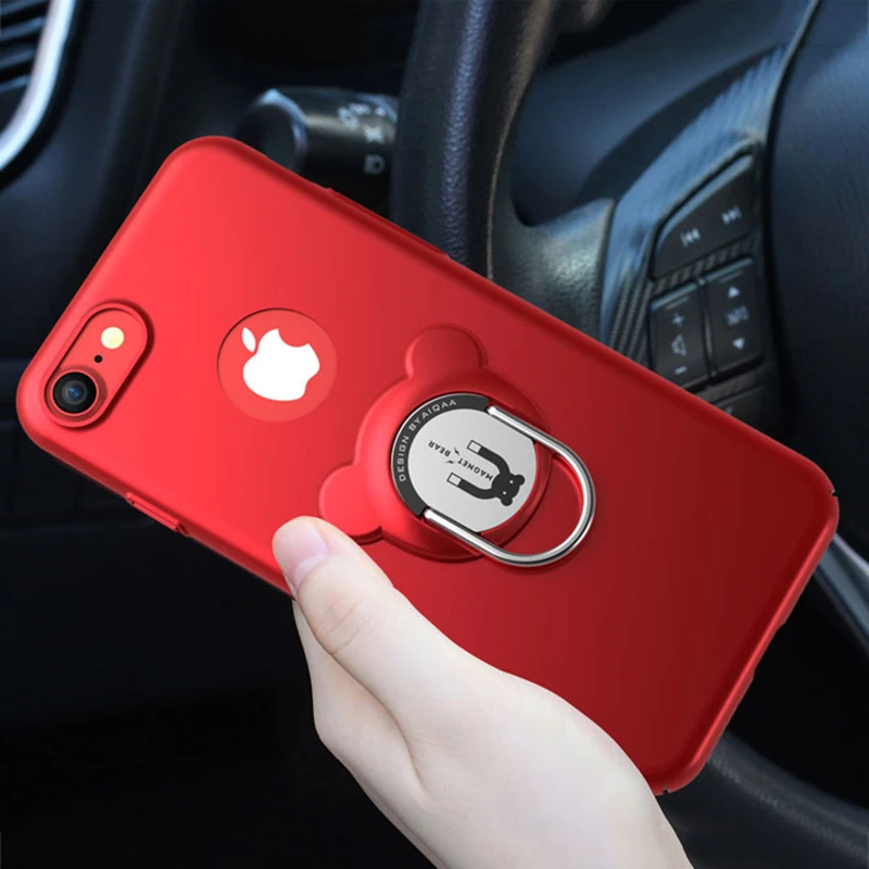 

3 in 1 Shockproof Armor Case For iphone 7 6 6s Plus Cover Magnetic Finger Ring Holder Stand Phone Cases Car Mount Bracket