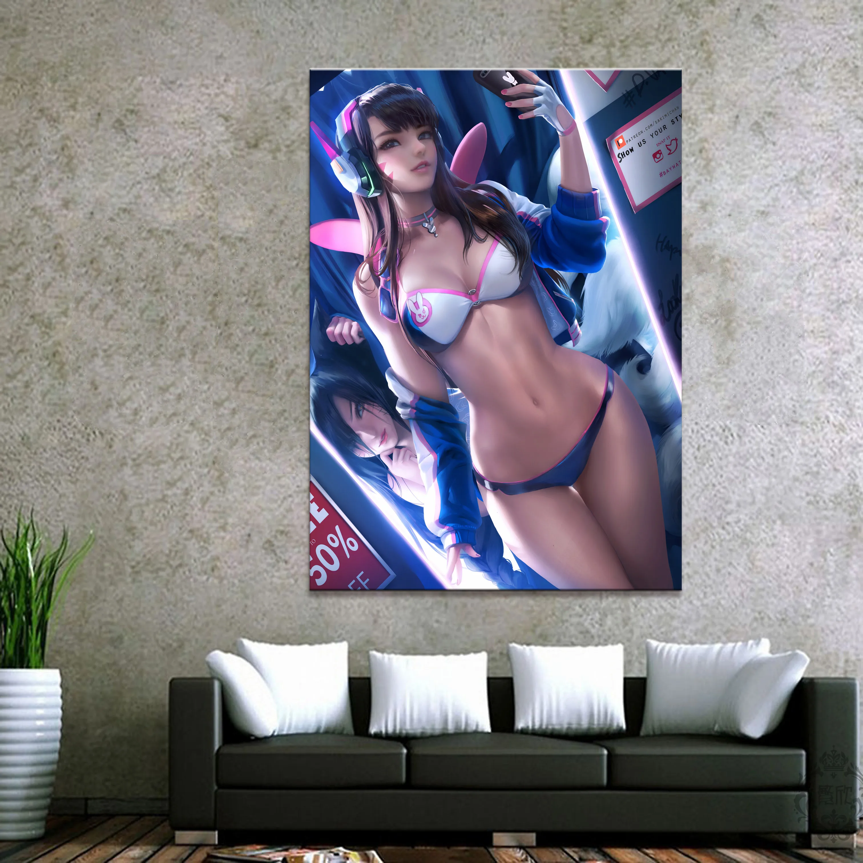 Домашний декор Модульная картина из холста 1 штука сексуальная D.Va Overwatch игра