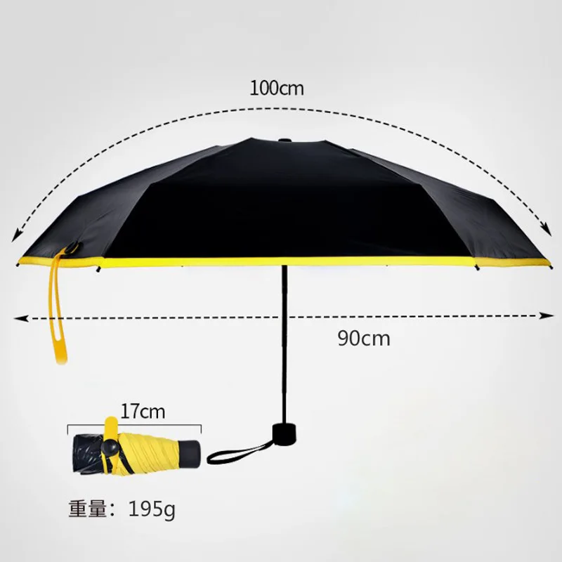 YADA Folding Small Mini Umbrella Parasol Rainy Pocket UV Five Umbrella For Women Men Anti-UV Black Coating Umbrellas Gifts YD105
