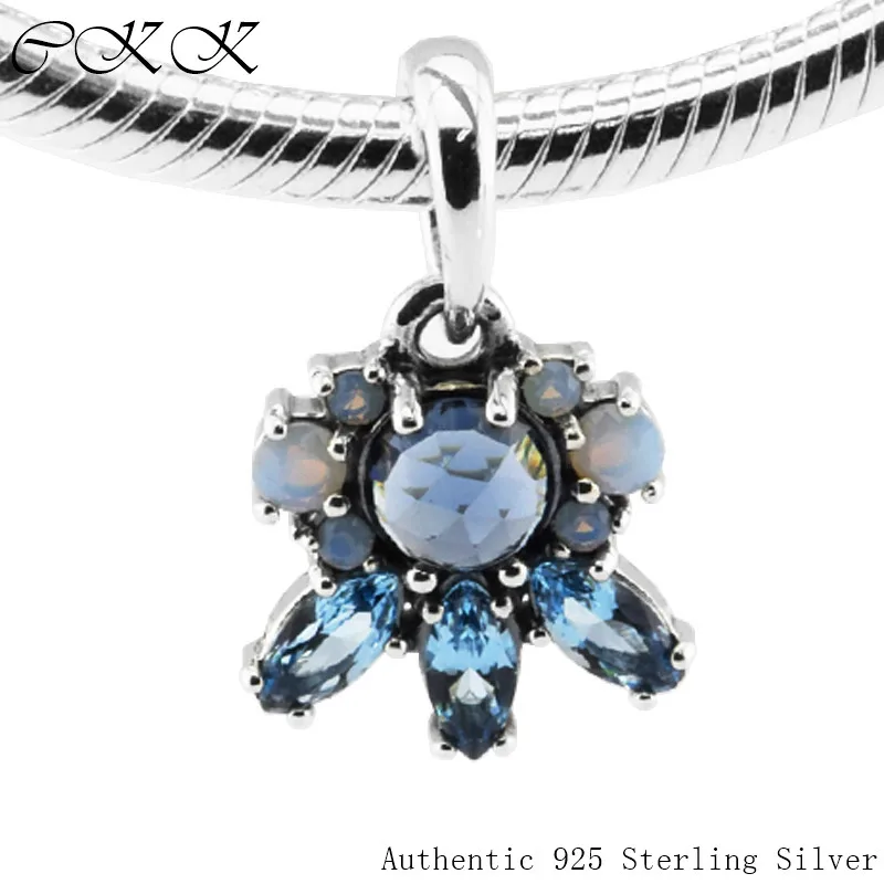 

100% 925 Sterling Silver Patterns of Frost Dangle Charms With Multi-Colored Crystal Fit Bracelets DIY Fine Jewelry YL478