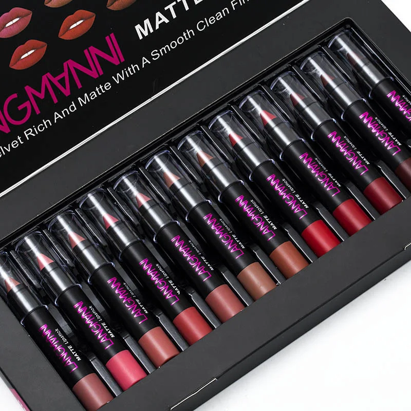 

12 Pcs Matte Lipstick Pen Liquid Lipstick Kit Velvet Lip Glaze Cosmetics KG66