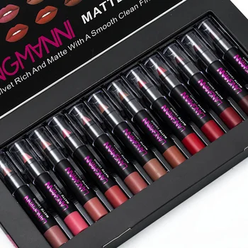 

12 Pcs Matte Lipstick Pen Liquid Lipstick Kit Velvet Lip Glaze Cosmetics KG66
