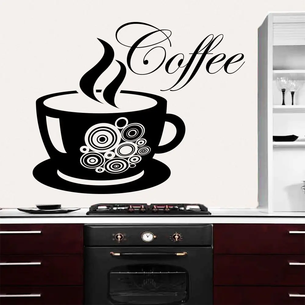 Wall Decals Coffee Cup Decal Sticker Vinyl Cafe Kitchen Decor Art