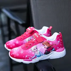 Горячая весна новая детская обувь для девочек Кроссовки Эльза Анна детские туфли принцессы модные повседневные спортивные кроссовки
